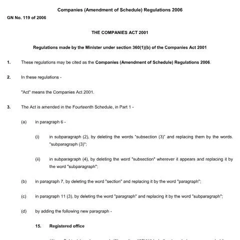 Document preview: Key Insights on GN. 119 of 2006 for Companies — Government & admin (GN.-119-of-2006)