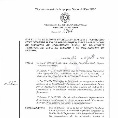Vista previa del documento Regimen especial de IVA para turismo en Paraguay — Impuestos