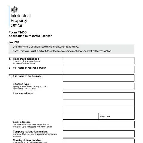 Document preview: Recording Trade Mark Licences: Official Documentation Requirements — Legal & justice