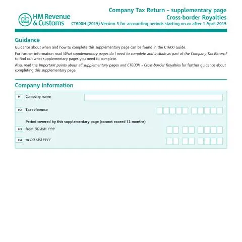 Document preview: Navigating the CT600H Form for International Transactions — Taxes
