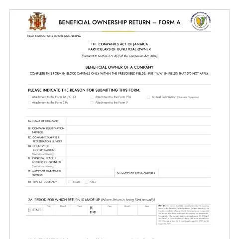 Document preview: A Deep Dive into BOR_FORM_A: Essential for Jamaican Companies — Government & admin (CERFA n°BOR_FORM_A_19092023)