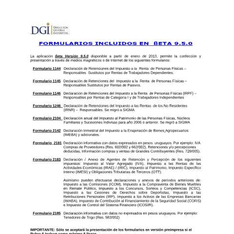 Vista previa del documento La relevancia de los formularios Beta en la DGI uruguaya — Trámites administrativos