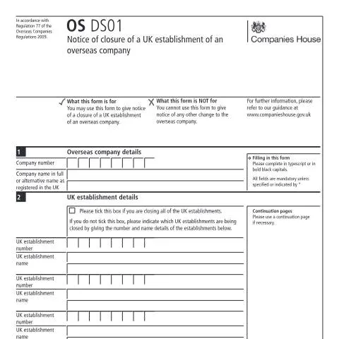 Document preview: How to File OS DS01 Notice for UK Establishment Closure — Legal & justice
