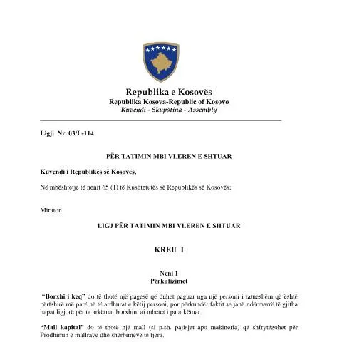Document preview: Rëndësia e Ligjit Nr. 03/L-114 për TVSH — Procedura administrative