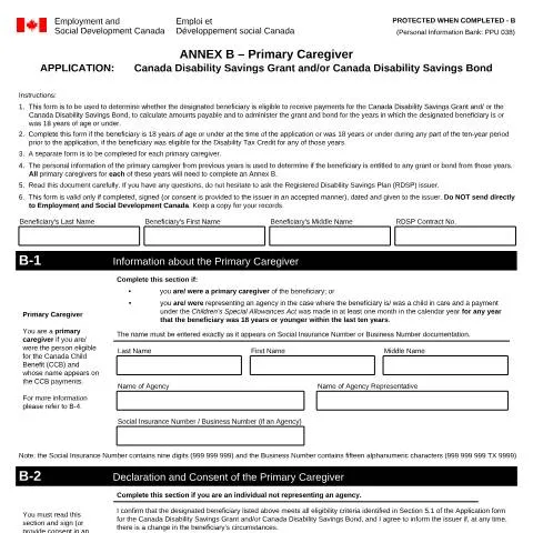 Document preview: Understanding Annex B: Your Guide to the Primary Caregiver Form — Government & admin (CERFA n°EMP5610)