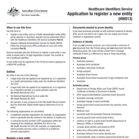 Document preview: Essential Steps for HW013 Registration in Australia — Health (CERFA n°HW013)