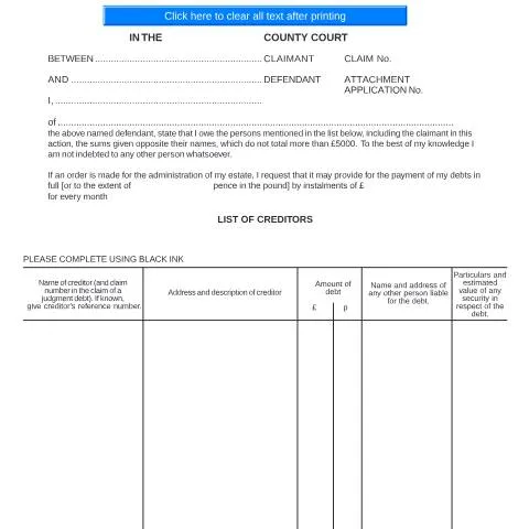 Document preview: Understanding the List of Creditors Furnished Under the 1971 Act: Form — Legal & justice