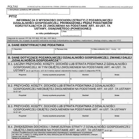Document preview: Znaczenie formularza PIT/Z dla podatników w Polsce — Podatki i fiskalność (CERFA n°PIT/Z)