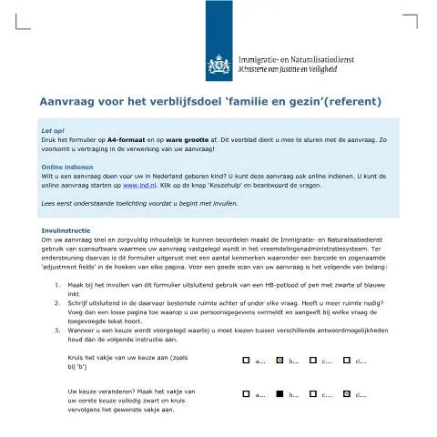 Documentvoorvertoning: Verblijfsaanvraag voor familie en gezin in Nederland — Immigratie & visa (CERFA n°7018)