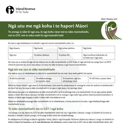 Document preview: The Importance of IR382 for Māori Community Contributions — Taxes (CERFA n°IR382)