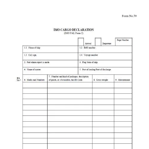 Document preview: Understanding the IMO Cargo Declaration for Shipping Stakeholders — Government & admin (CERFA n°Forms39IMOCargoDeclaration)