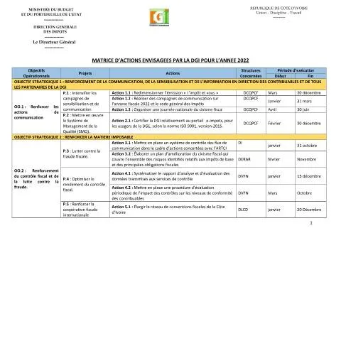 Aperçu du document Actions Clés pour le Développement Fiscal en Côte d'Ivoire — Démarches administratives