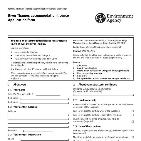 Document preview: Essential Guide to River Thames Accommodation Licence — Housing