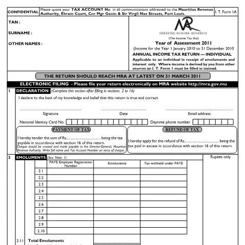 Document preview: Mastering the Individual Return 1A for Employees — Taxes (CERFA n°Return1Afinal2011)