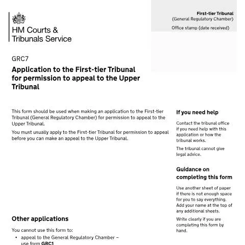 Document preview: Understanding Form GRC7 for Tribunal Appeals — Legal & justice