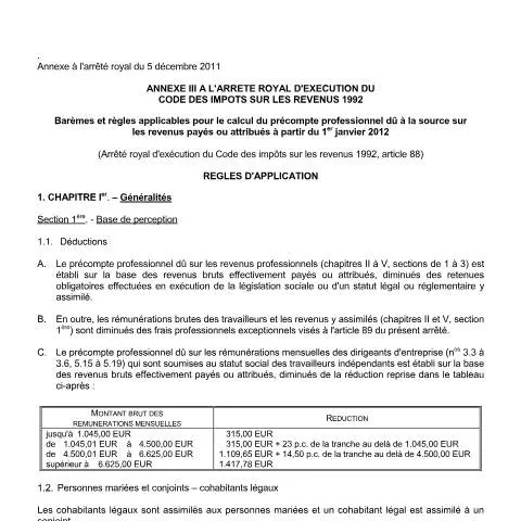 Aperçu du document Nouvelles règles du précompte professionnel dès 2012 — Impôts & fiscalité (CERFA n°Règles 2012)