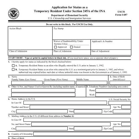 Document preview: Understanding the USCIS Form I-687 Application Process — Immigration & visas (CERFA n°I-687)