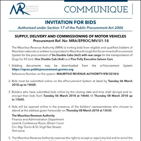 Document preview: Understanding the Invitation for Bids for Motor Vehicles — Government & admin (InvitationForBids050218)