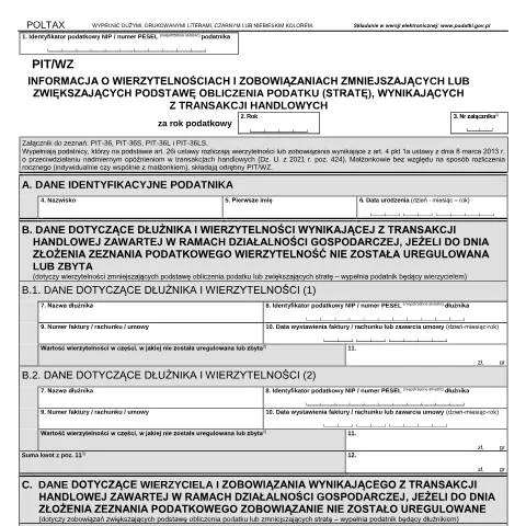 Document preview: Znaczenie formularza PIT/WZ w rozliczeniach podatkowych — Podatki i fiskalność (CERFA n°PIT/WZ)