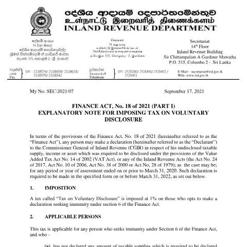 Document preview: Understanding Sri Lanka's Tax on Voluntary Disclosure — Taxes