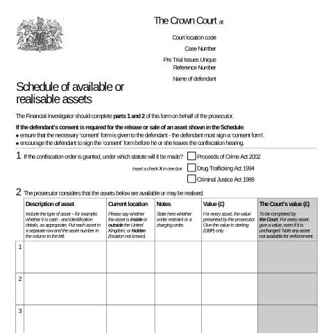 Document preview: Understanding Form 5050A: Asset Recovery Schedule in Crown Court — Legal & justice