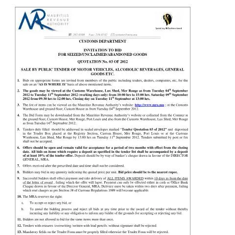 Document preview: Understanding the Auction Sales Notice Q3 of 2012 — Government & admin (CERFA n°AuctionSalesNoticeQ03of2012)