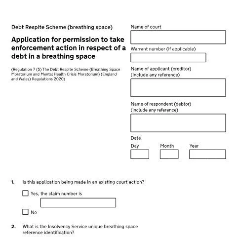Document preview: Creditor Rights During Breathing Space: Form N244C Applications — Legal & justice