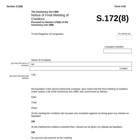 Document preview: Understanding the Final Meeting of Creditors in Insolvency — Government & admin