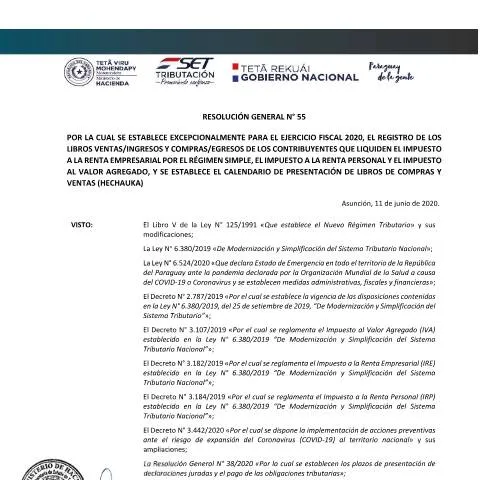 Vista previa del documento Importancia del formulario RG 55 para contribuyentes paraguayos — Impuestos