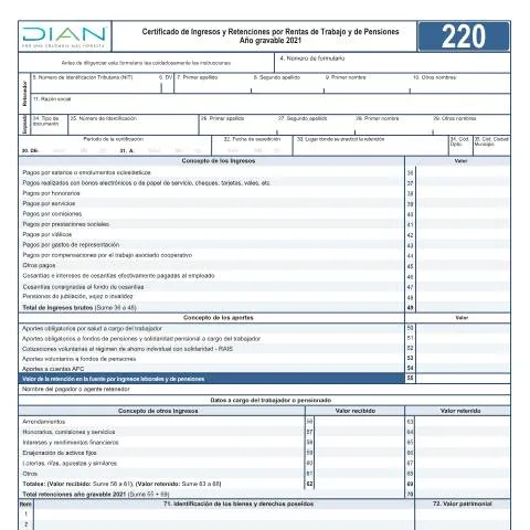 Vista previa del documento Guía completa del certificado de ingresos y retenciones 2022 en — Impuestos (CERFA n°F220-2022)