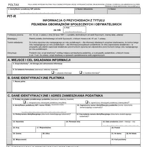 Document preview: Wypełnianie formularza PIT-R dla płatników — Podatki i fiskalność (CERFA n°PIT-R)