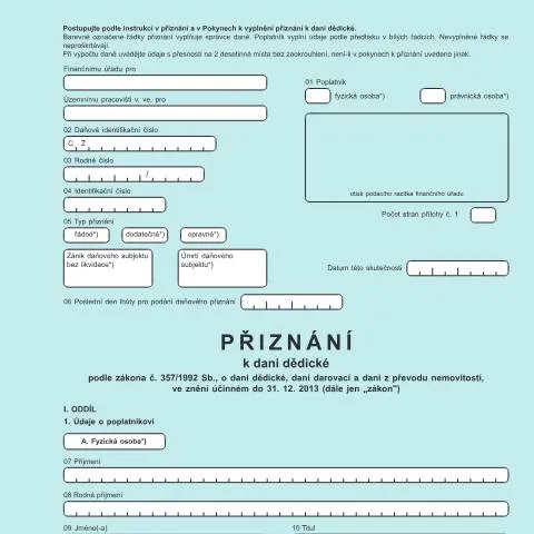 Document preview: Vše, co potřebujete vědět o Přiznání k dani dědické — Daně a fiskální záležitosti (CERFA n°25 5409)