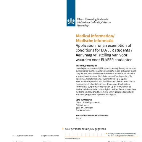 Documentvoorvertoning: Belang van het Medische Informatieformulier voor EU/EER studenten — Gezondheid