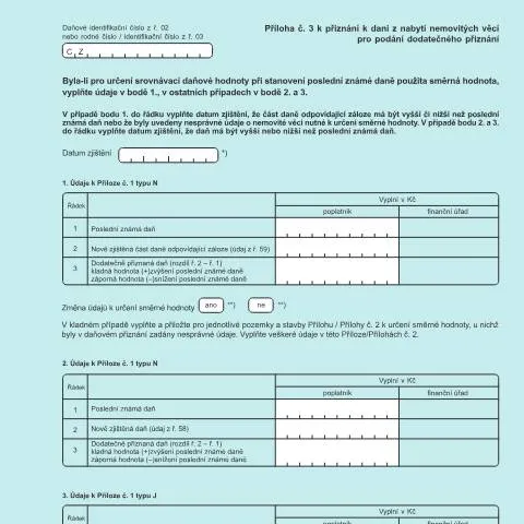 Document preview: Jak správně vyplnit Přílohu č. 3 k dodatečnému přiznání — Daně a fiskální záležitosti (CERFA n°25 5549)