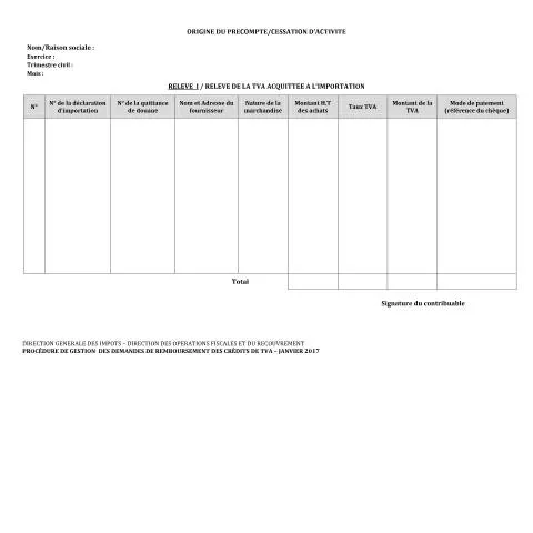 Aperçu du document Comprendre le précompte TVA et son importance en Algérie — Impôts & fiscalité (CERFA n°origineduprecomptecessation)