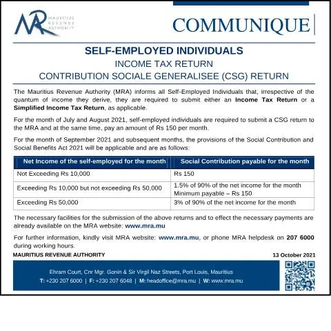 Document preview: Understanding the Self-Employed Tax and CSG Return Form — Taxes (CERFA n°CommuniqueCSG131021)