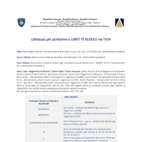 Document preview: Udhëzues i Plotë për Librin e Blerjeve me TVSH — Tatime & fiskalitet