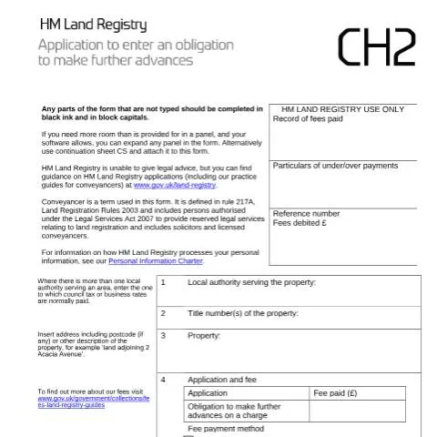 Document preview: Legal Charges Future Advances: CH2 Form Registration Guide — Property & real estate