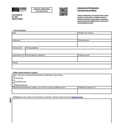 Document preview: Ymmärrä ennakkoperinnän oikaisuvaatimus (5002) ja sen merkitys — Verot & verotus (CERFA n°Vero 5002)
