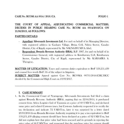 Document preview: Understanding the RCOM AA 0014 2018 COA Document — Government & admin (CERFA n°rcom_aa_0014_2018_coa)