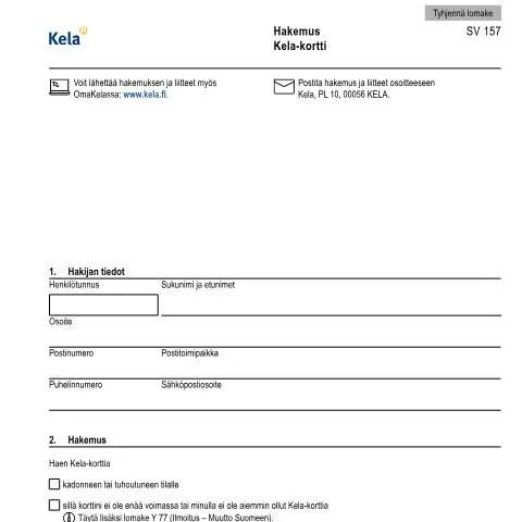 Document preview: Kela-kortin hakeminen: Vaiheittainen opas — Opiskelu & koulutus (CERFA n°Kela SV 157)