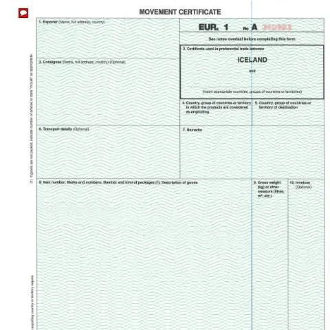 Document preview: Leiðbeiningar um EUR1 skírteinið — Tollur & innflutningur