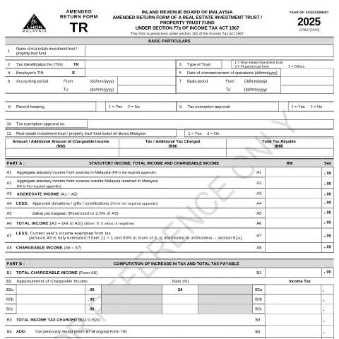 Document preview: Panduan Borang Pembetulan untuk REIT dan Property Trust Fund 2025 — Cukai & percukaian