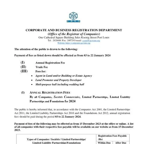 Document preview: Guide to Navigating Registration and Trade Fees for 2023-2024 — Government & admin (Payment-of-Registration-and-Trade-fees-2023-2024)