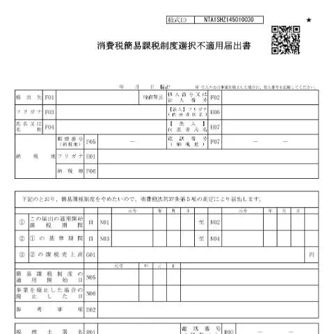 Document preview: 消費税簡易課税制度選択不適用届出手続の詳細 — 税金と財政 (CERFA n°D1-23)