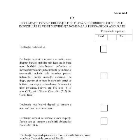 Document preview: Obligațiile de plată a contribuțiilor sociale în România — Impozite & fiscalitate (CERFA n°D112_OPANAF_2066_2025)