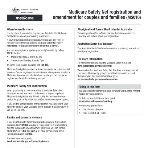 Document preview: Understanding Medicare Safety Net Registration for Families — Health (CERFA n°MS016)