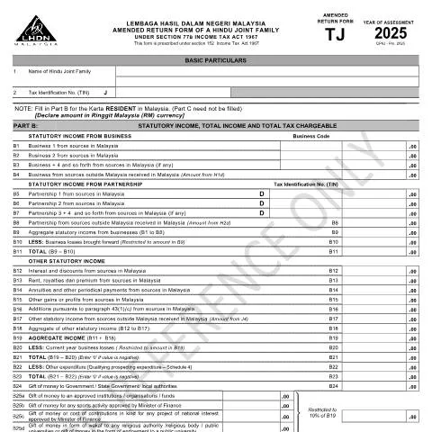 Document preview: Panduan Mengisi Borang Pemulangan Yang Dipinda TJ 2025 — Cukai & percukaian (CERFA n°TJ)