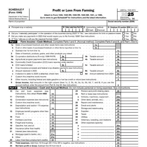 Document preview: Your Essential Guide to IRS Form 1040SF for Farmers — Taxes (CERFA n°1040SF)