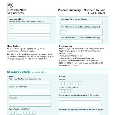 Document preview: Northern Ireland Inheritance Tax Probate Summary (IHT421) Explained — Taxes